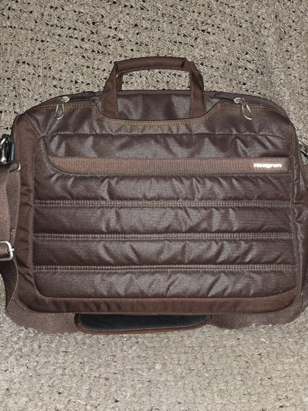 HEDGREN-UTOPIA 14L-Padded Laptop Messenger Travel Bag-Brown-Quilted-Near Mint - Picture 5 of 9